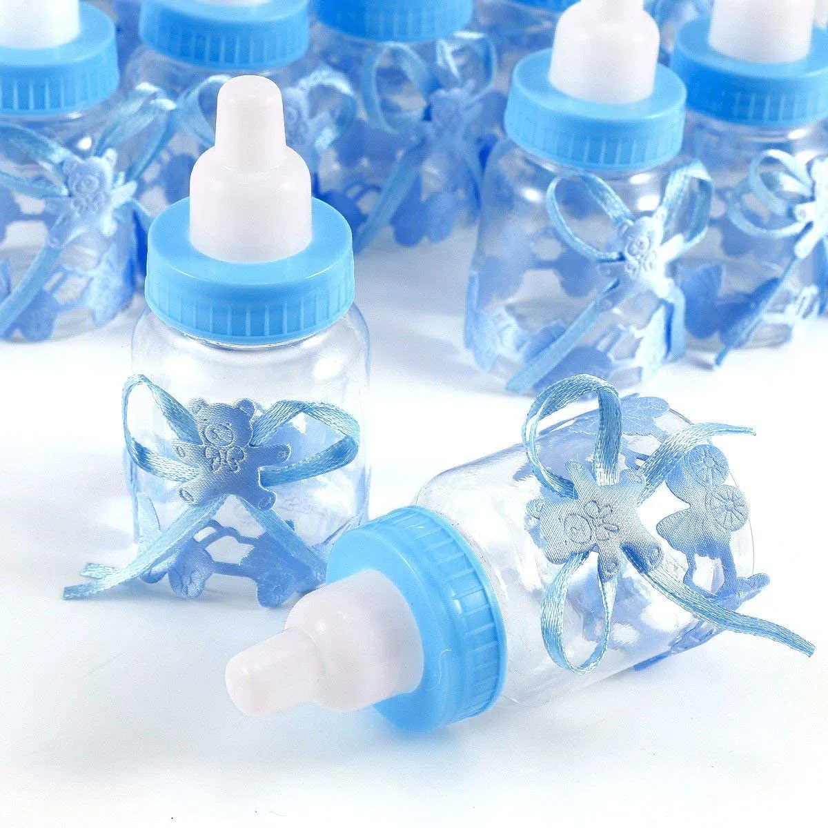 JZK 24 x Blu biberon Bottiglia di Candy Bottiglia di favore scatole regalo per favori, dolcetti, coriandoli, regali e gioielli per bambini