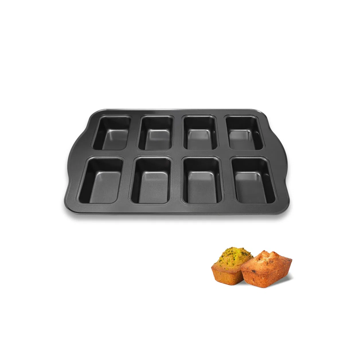 8 Mini loaf Pans Loaf Tin Cake Pan Non Stick Carbon Steel Baking Pan for Oven Baking,Grey (1 Set)