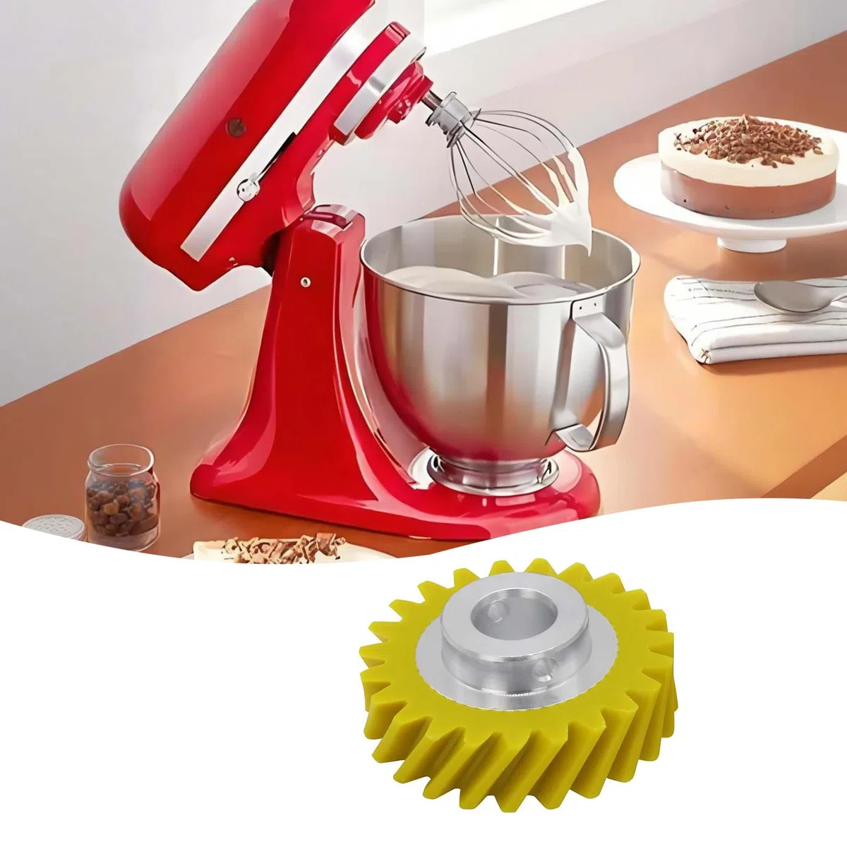Worm Gear ricambio per robot da cucina per Kitchenaid Ricambio vite senza fine per W10112253 Worm Gear Ingranaggio per KitchenAid robot da cucina Accessori per la cucina Giallo