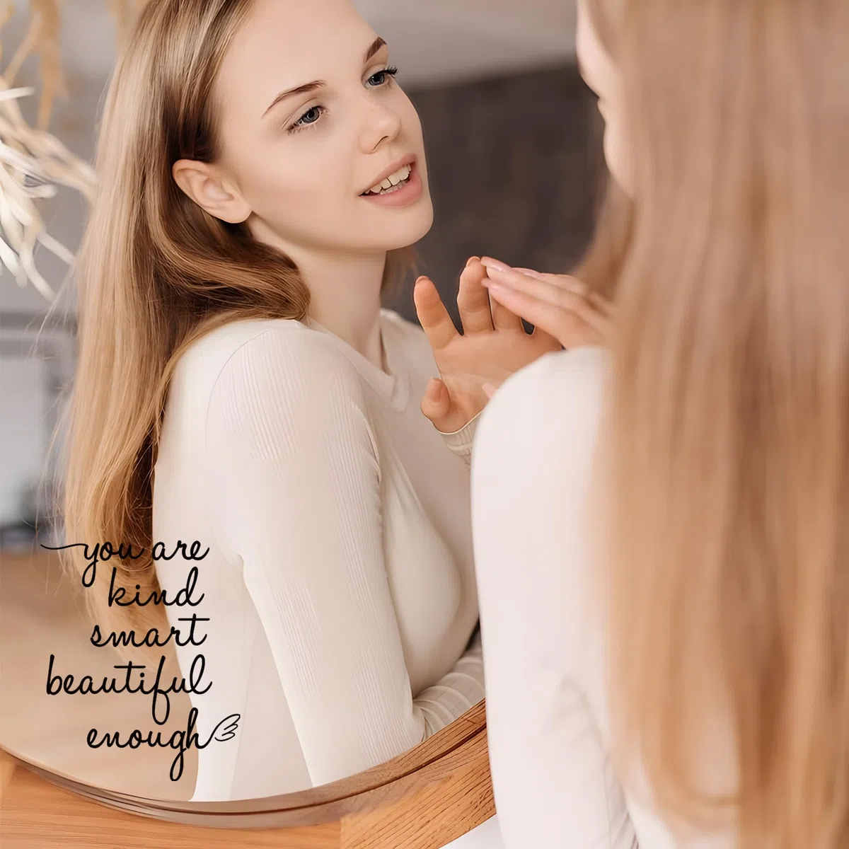 Adesivo da Parete per Specchio da Bagno, con Scritta You Are Kind Smart Beautiful Enough, Adesivo da Parete a Specchio per Bagno, Camera da Letto, affermazioni, per Ragazze e Adolescenti