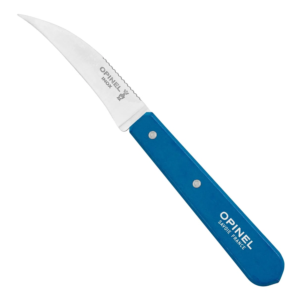 OPINEL Essential No.114 - Coltello per verdure, manico in legno di carlino, prodotto in Francia, colore: Blu scuro