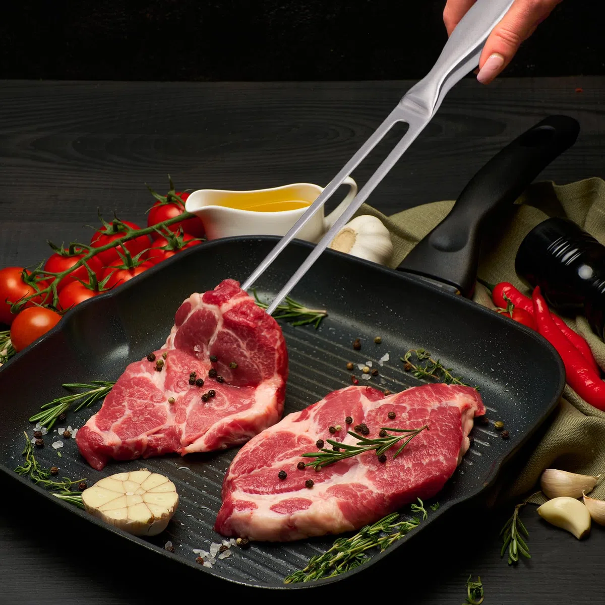 2 pezzi Forchetta da Carne in Acciaio Inox 27 cm Forchettone Barbecue Forchette per Arrosti Forchetta Carne con Manico per Barbecue Cucina Tacchino Arrosto