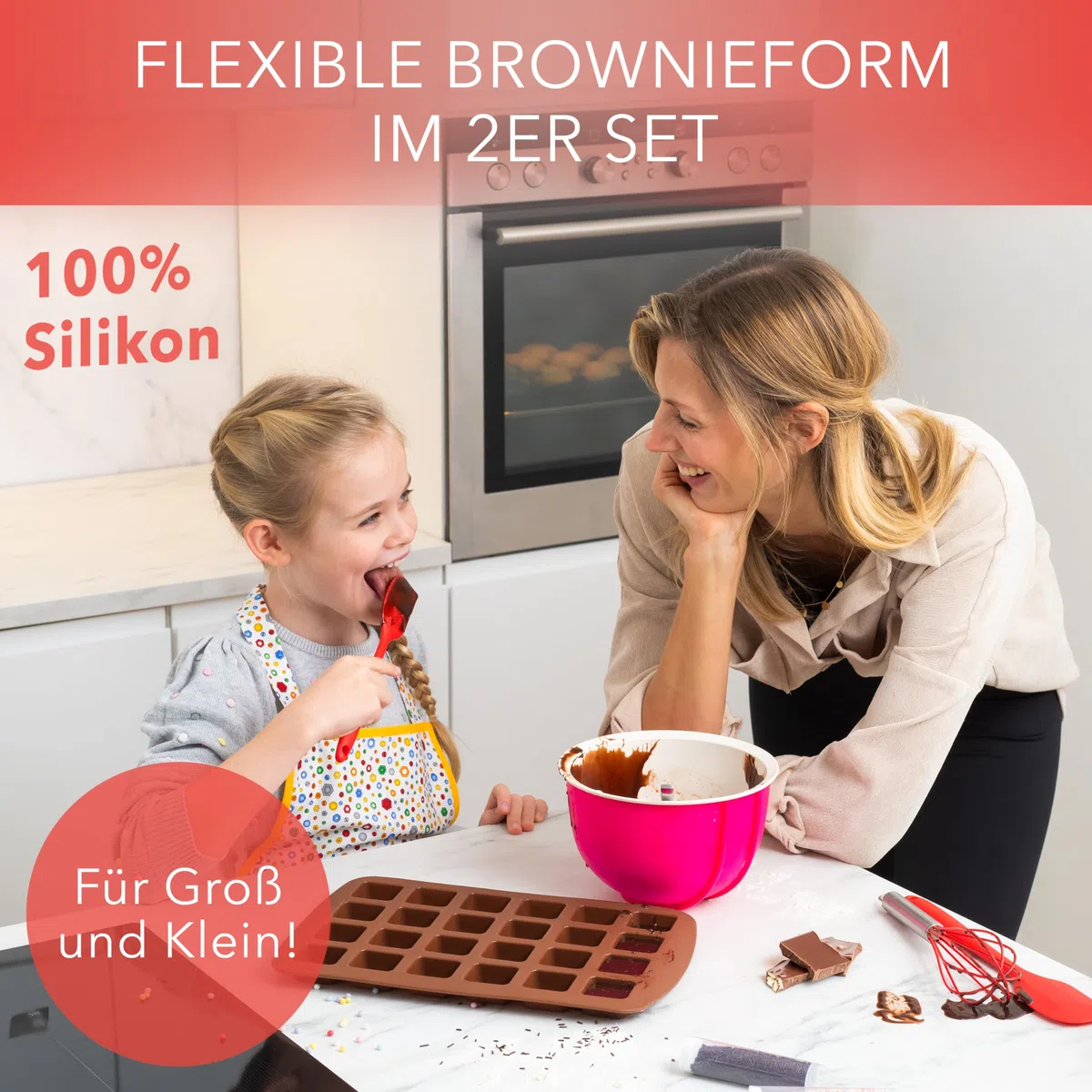 AVANA Brownie - Teglia da forno in silicone, senza BPA, antiaderente, 24 stampi per brownie