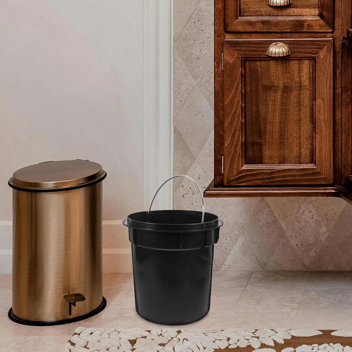Homoyoyo Secchio Interno Rotondo con Manico per Pattumiera Bidone Spazzatura Bagno e Cucina Ricambio Estraibile Versatile per Casa e Ufficio