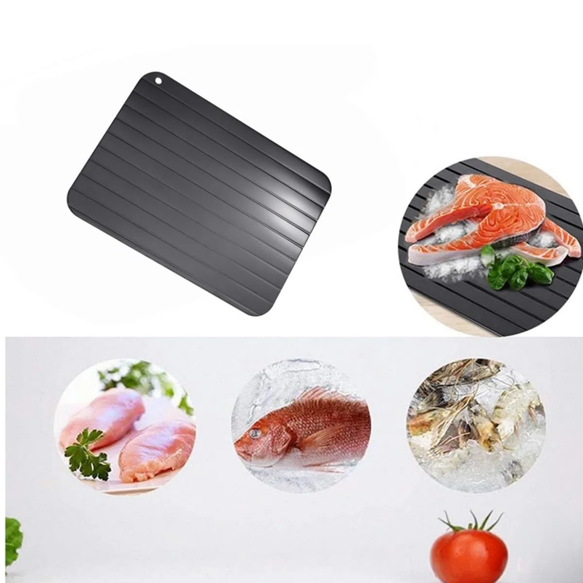 Vassoio per Scongelamento,Piastre per Scongelamento,Vassoio Scongelamento in Alluminio per Sciogliere Carne Scongelamento per Scongelamento efficiente di Carne e Verdure(23 x 16.5cm)