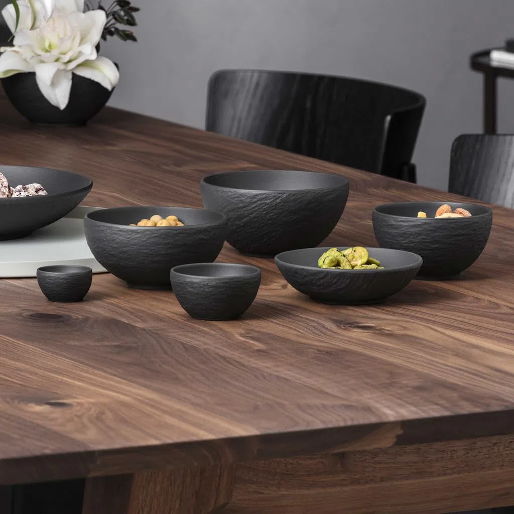 Villeroy & Boch - Manufacture Rock coppetta da macedonia, nero, lavabile in lavastoviglie, utilizzabile in microonde, design opaco, effetto ardesia, ciotola da dessert, porcellana Premium