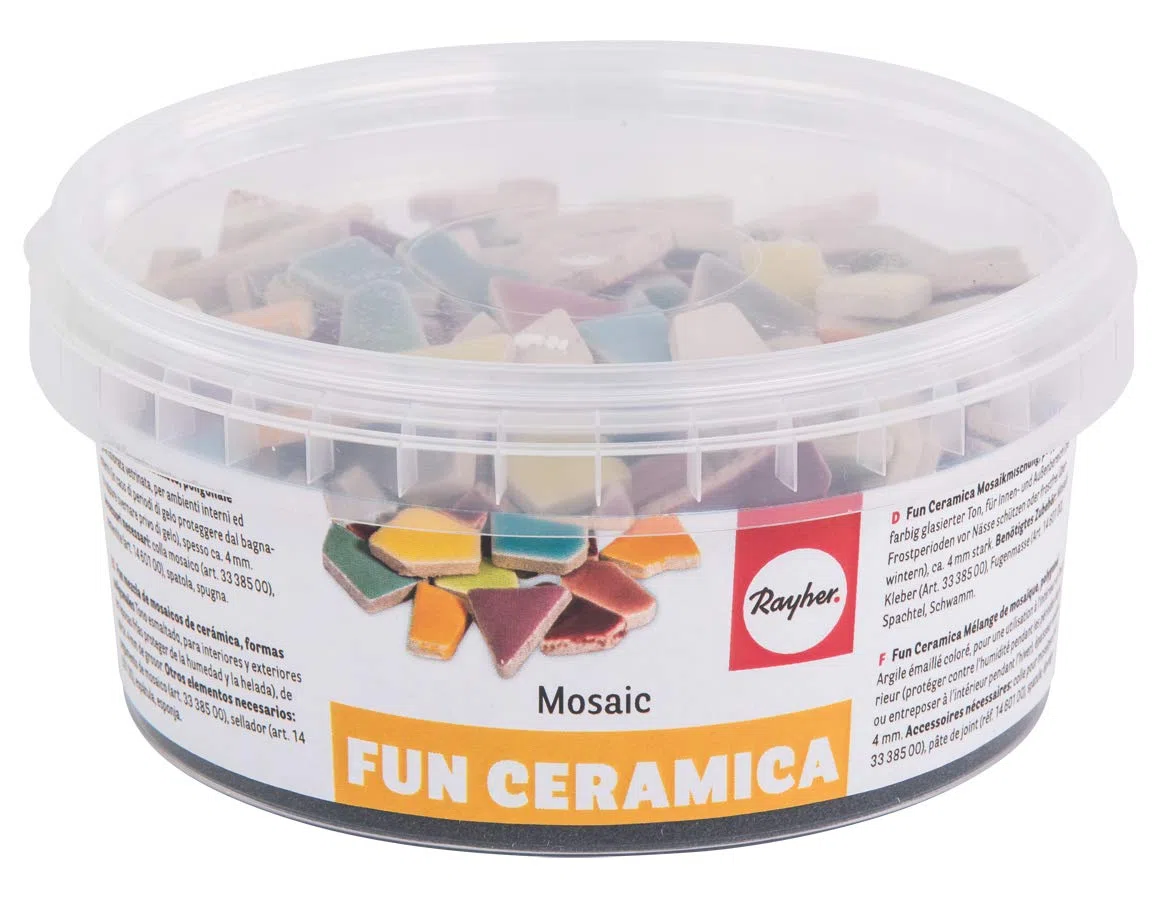 Rayher 14863990 Fun Ceramica Tessere Per Mosaico In Argilla Smaltata, Poligonali, 500G, Ca. 380 Pezzi, Colori Arcobaleno, Per Lavori Creativi E Fai-Da-Te, Interni Ed Esterni