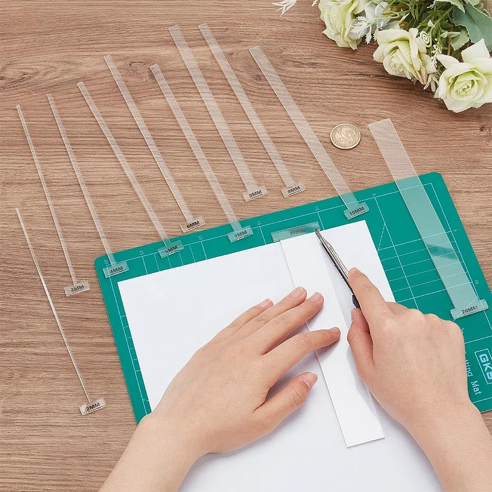 FINGERINSPIRE 11 strumenti distanziatori in acrilico per rilegatura, 3/4/5/6/7/8/9/10/20/30 mm, in acrilico trasparente, a forma di T, con bordo dritto, per realizzare libri con dorso, struttura a