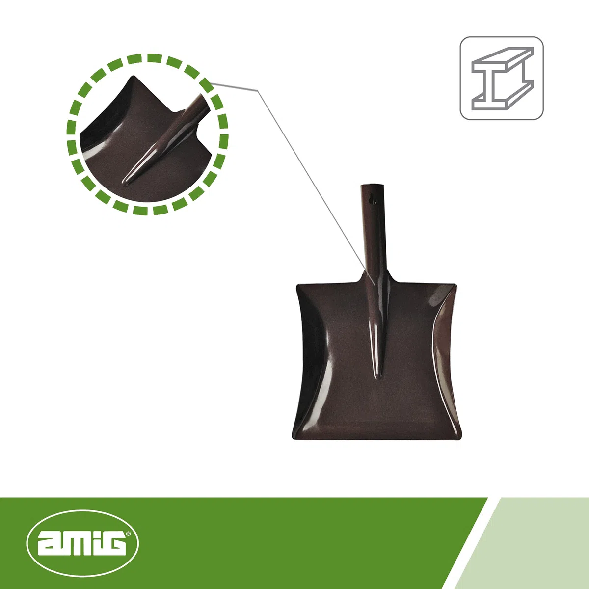 Amig - Raccoglitore manuale a pala quadrata Mod.4 in acciaio metallico rifinito in marrone | Pulizia resistente e durevole di polvere, spazzatura, cenere o foglie | Dimensioni: 200 x 215 mm