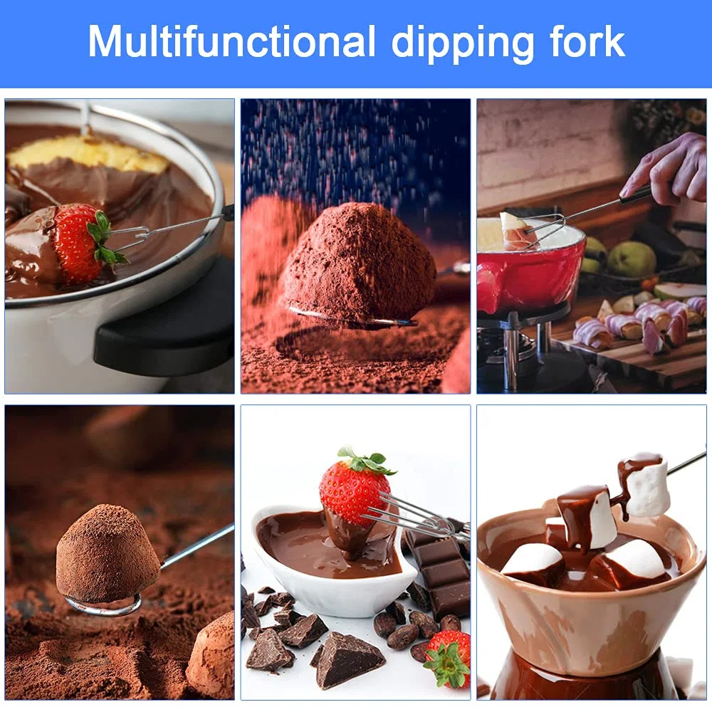 Set di forchette per fonduta, in acciaio inox, con manico lungo, set da 10 forchette per fonduta, forchette per utensili da cucina, per cioccolatini fatti a mano, fonduta, formaggio