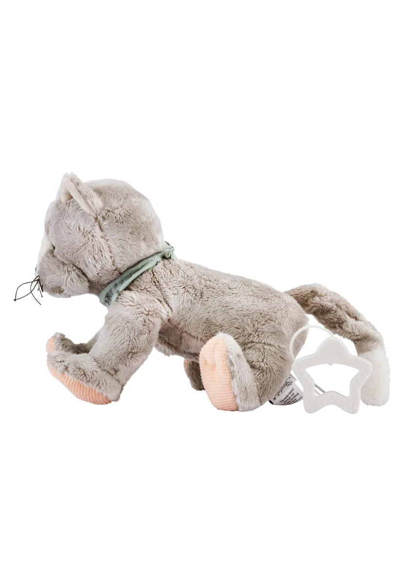 Sterntaler Carillon M Gatto Lilly – Carillon in peluche lavabile con carillon rimovibile Brahms ninna ninna nanna – aiuta ad addormentarsi, calmante a casa e in viaggio, grigio