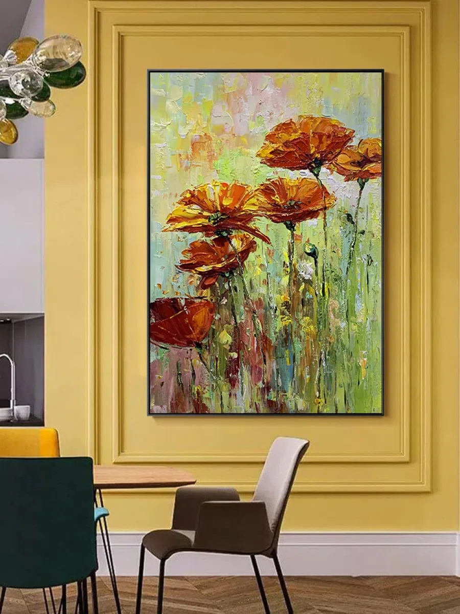 Moderno 100% dipinto a mano dipinti ad olio opere d'arte su tela wall art lussuoso astratto pastorale ristorante di lusso floreale floreale per soggiorno camera da letto decorazioni per la casa 3d c