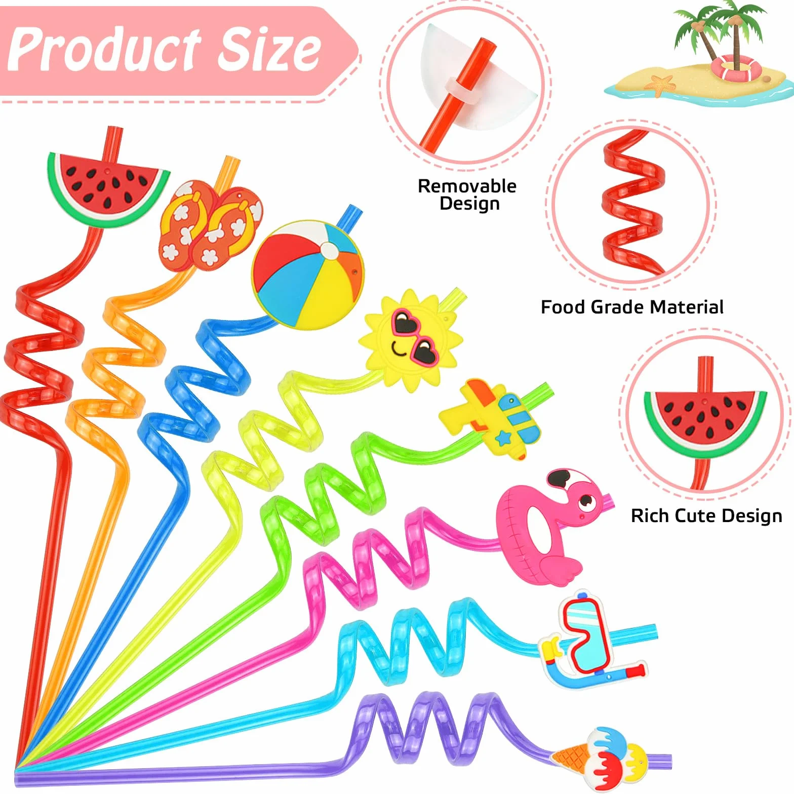 Cannucce Cocktail Plastica Riutilizzabili Cannuccia Riutilizzabile Bambini 16 Pezzi Reusable Straw Spesse Cannucce Carta Colorate Lunghe per Feste di Piscina Cannuccia Plastica (Estate)