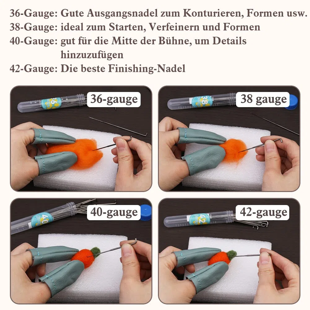 Benlay Set di 80 Aghi in Feltro in 4 Misure (36, 38, 40, 42 Gauge) - Attrezzi Con Dita e Aghi - Scatola per Principianti in Lana Argento