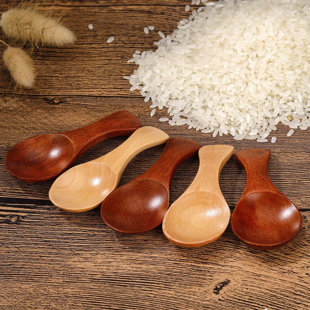 Cucchiai da sale in legno con manico corto artigianale – per miele, caffè, cucina, tè, zucchero, sale, marmellata, senape, gelato (confezione da 10)