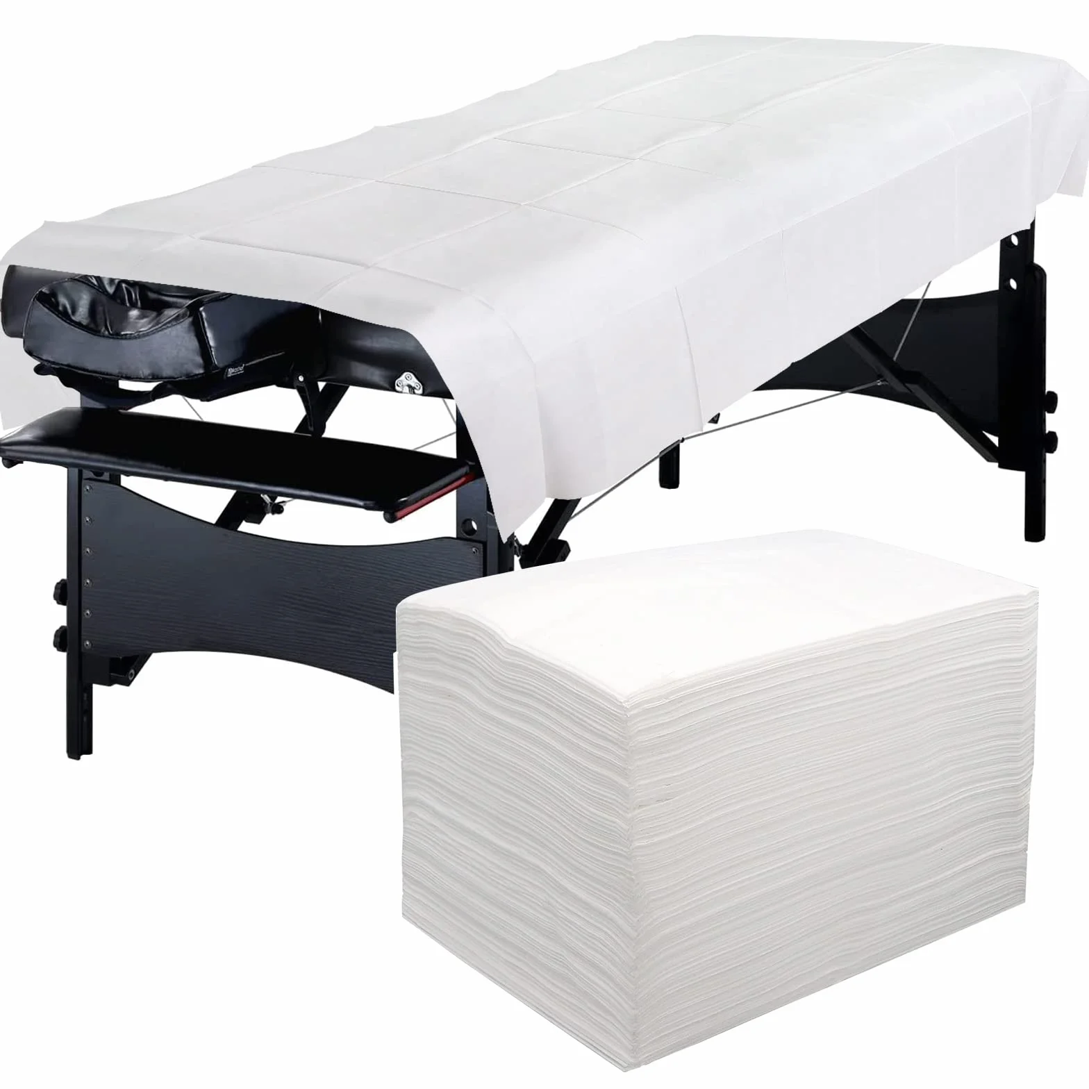 Eqivei 100Pcs Lenzuolo Usa e Getta, 100 x 200 cm, Teli per Lettino Massaggio Dimensione Grande, lenzuola da massaggio usa e getta per SPA Salone Hotel, non tessuto