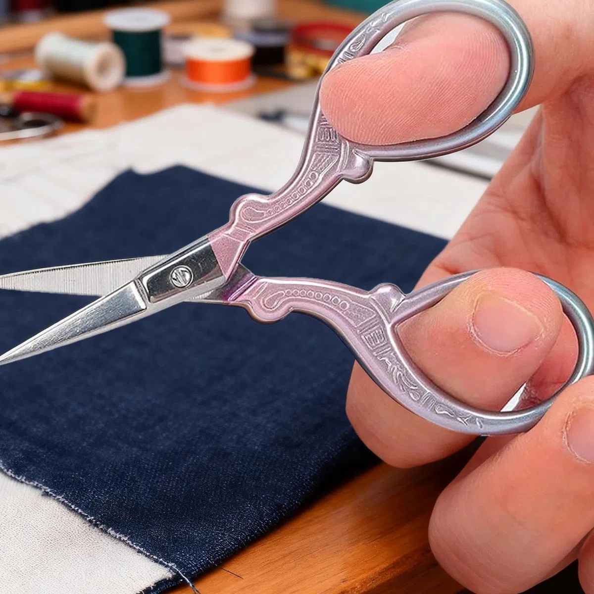 2 Pezzi Forbici da Ricamo Piccole,Ricamo Piccole In Acciaio Inossidabile Per Cucire Filettatura Cucito Artigianato Rifinitura，Con Finta Copertura in Pelle（rose)