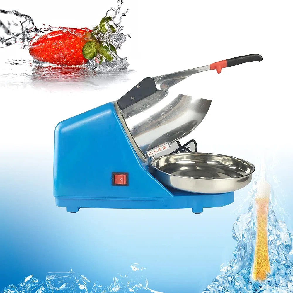 Macchina elettrica per ghiaccio Crusher Ice Shaver per uso domestico e commerciale Macchina per il ghiaccio a cono della neve in acciaio inox 380 W,per bevande fredde,blu