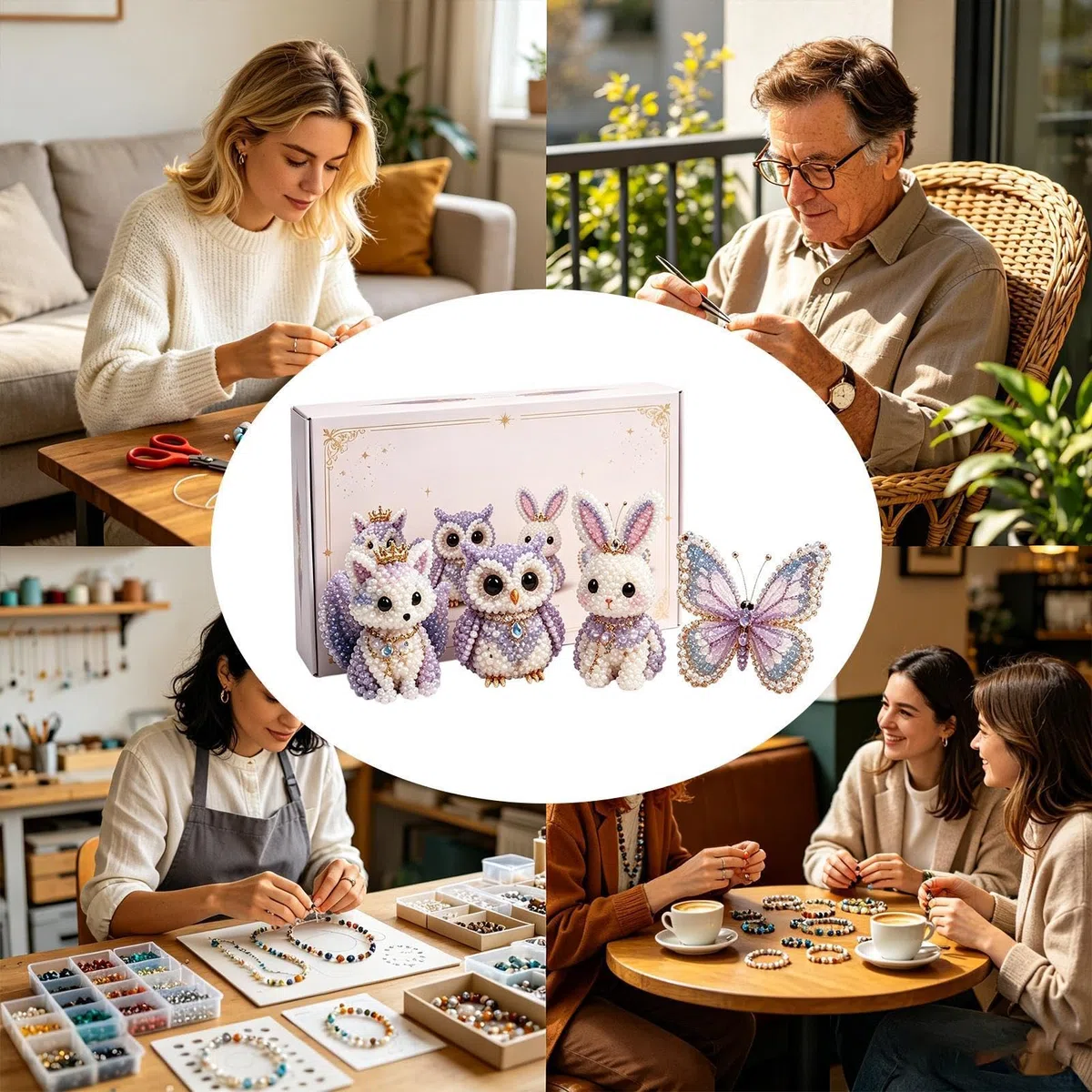 Perline Kit Fai Da Te, Squisito Fantasia Kit Perline Creare Animali 3D, Hobby Creativi Adulti & Bambini per Principianti E Appassionati Di Bricolage, Con Istruzioni