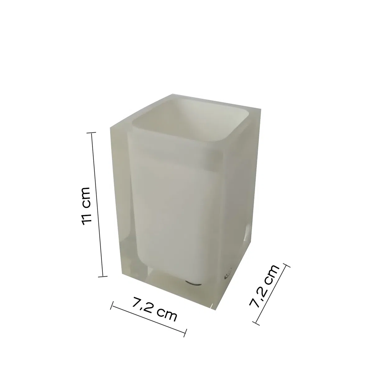 GEDY Auckland Portaspazzolini da Bagno Bianco, Misure e Peso: 11X7,2X7,2 CM & 0,29 kg, Portaspazzolini in Resina Trasparente di Alta qualità, Design R&S Gedy, Fatto a Mano, 2 Anni di Garanzia