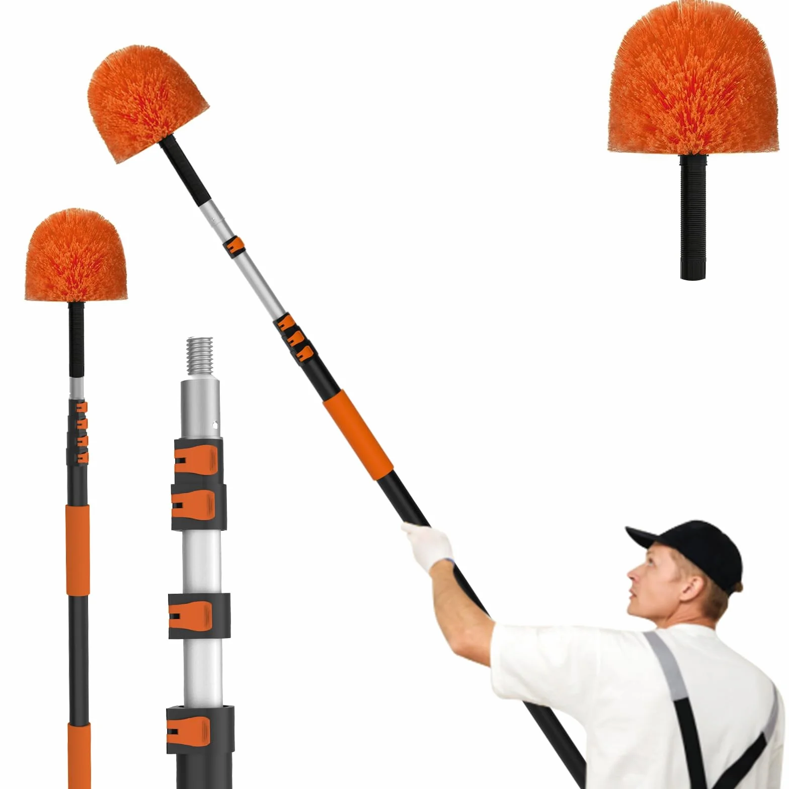 LAANPOLE Spazzola per Ragnatele 6m con Asta Telescopica, Spazzola per Ragnatele Estendibile per Pulizia, Spolverini Professionali per Soffitti e Angoli - Uso Interno/Esterno