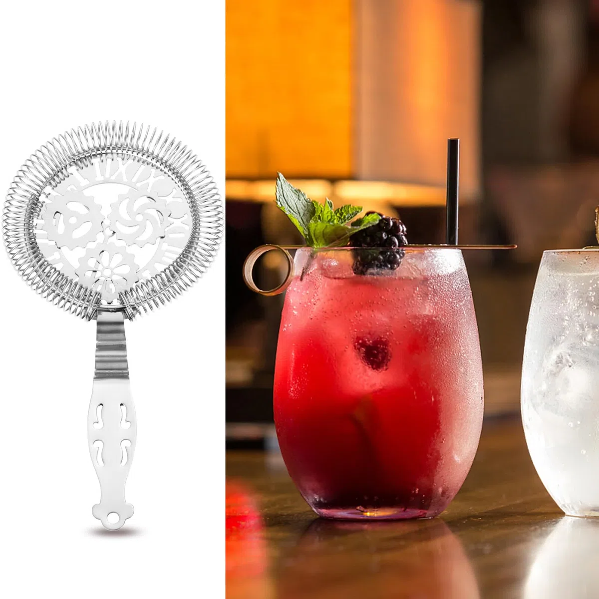 Amosfun 1pezzi Filtratore Inossidabile Per Cocktail Strainer Per Barman Design e Facile Accessorio Bar Per Per Cocktail e Mixing Glasses