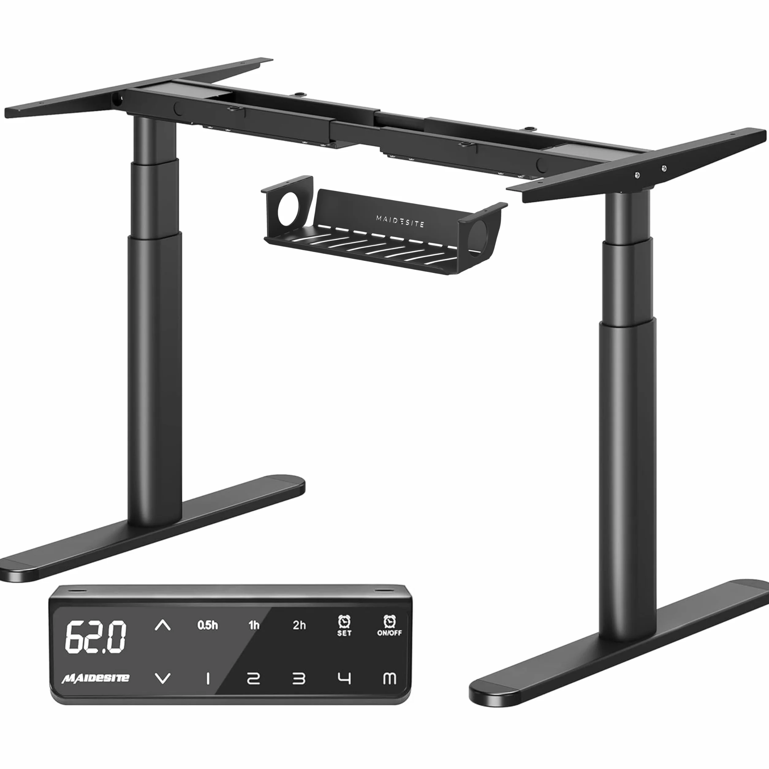 MAIDeSITe Scrivania regolabile in altezza elettrica EL2 Plus Art con design delle gambe ovali, scrivania doppio motore regolabile in altezza da 62 a 125 cm, 4 comandi a memoria