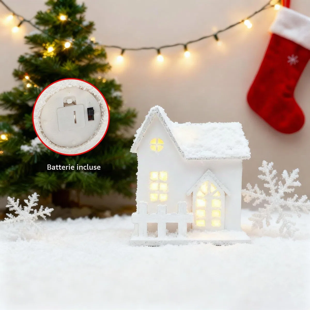 3 Pezzi Casette Natalizie Luminose con Timer, Villaggio Natalizio Legno Luminoso, Casetta Legno Villaggi Natalizi, Casette Natale Villages, Decorazioni Natalizie Luminose Regali Bianco