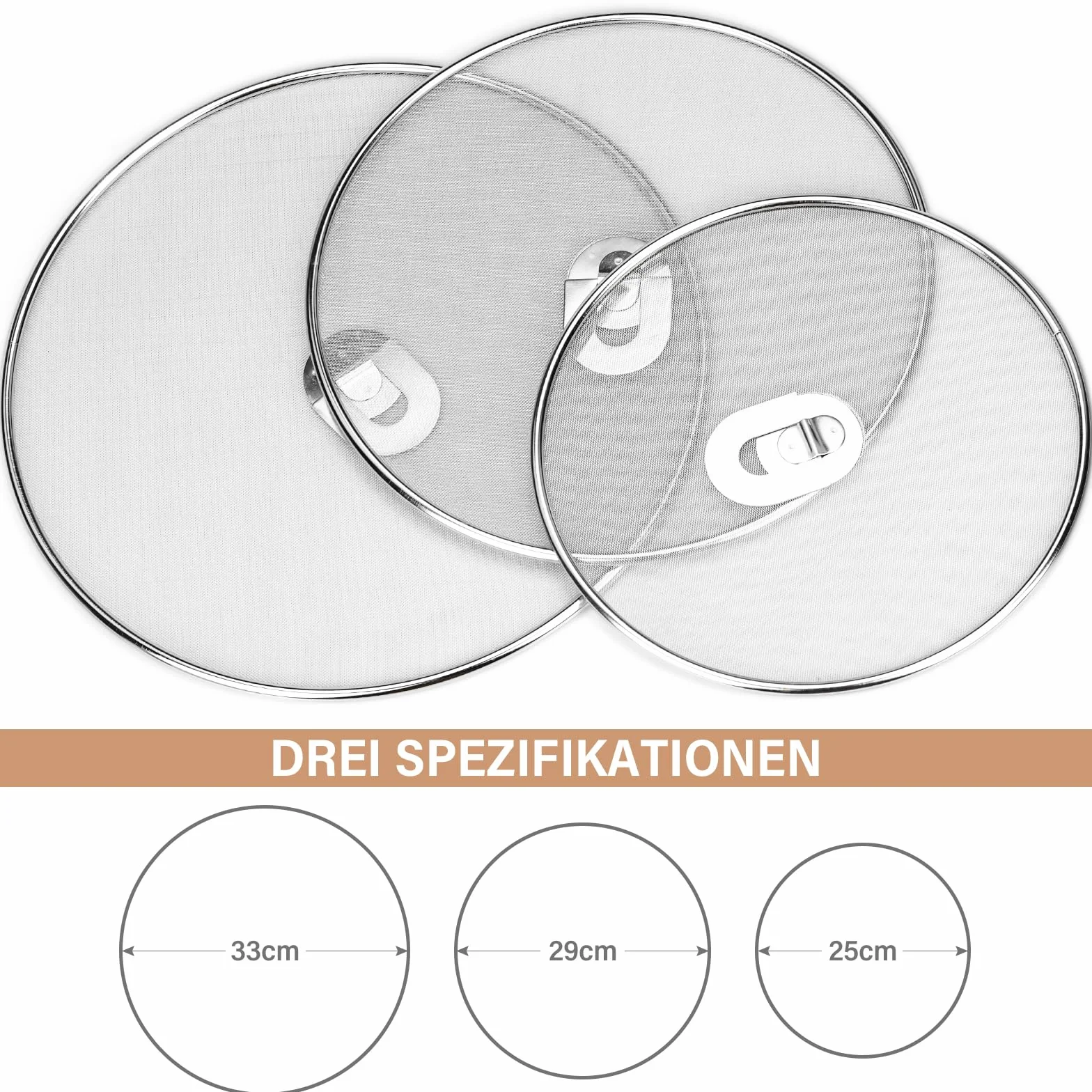 3 Pezzi Paraschizzi Padella Paraspruzzi Cucina in Acciaio Inox Antischizzo Cucina per Molte Padelle 33cm 29 cm 25cm