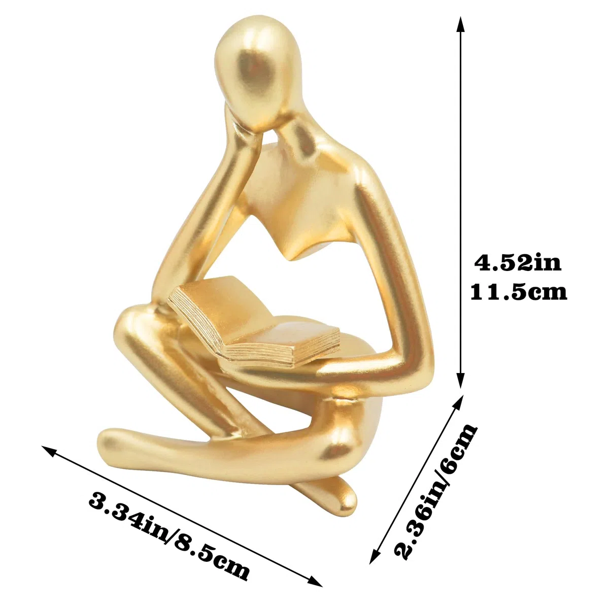 Statua Donna che Legge in Oro, Sculture Pensatore, Ornamento d'Arte Astratta, Decorazione Moderna per Estetica, Ideale per Soggiorno, Camera da Letto, Ufficio, Scaffale, Tavolo, Scrivania e Libreria