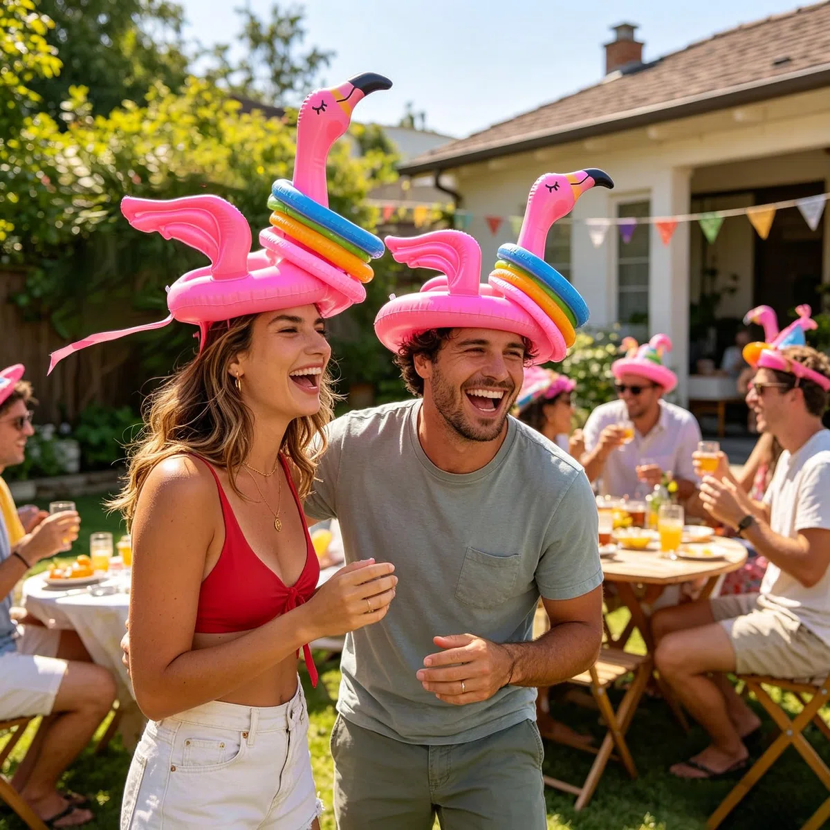 Gioco di lancio gonfiabile con anelli – Gioco di lancio ad anelli per bambini e adulti, anelli gonfiabili, giocattolo per feste estive, gioco hawaiano, gioco di lancio all'aperto per giardino e