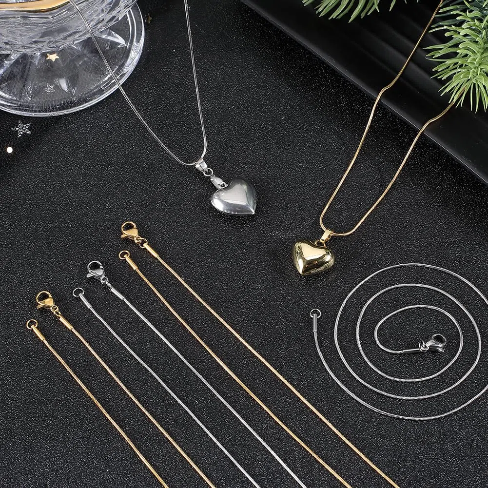 SUNNYCLUE 12 CONFEZIONE 18 pollici/ 0.45m 1mm Catena A Serpente In Acciaio Inossidabile Bulk Catene A Serpente In Argento e Oro Collana Chiusure per Artiglio di Aragosta In Metallo Catene Portacavi Co
