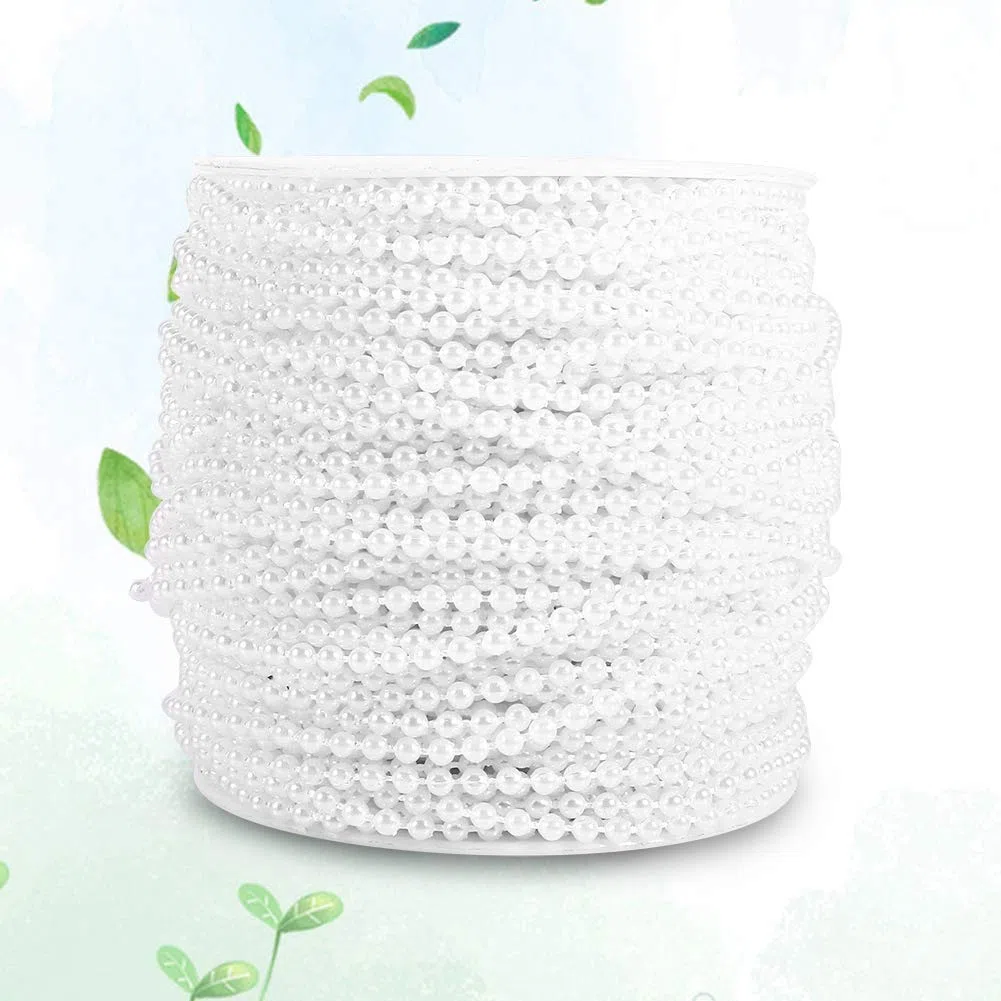 Perle Decorative Artificiali 3mm Bianco in Bulk con Filo da Pesca per Centrotavola Matrimonio Decorazioni Fai da Te Ghirlande Addobbi 50m Rotolo