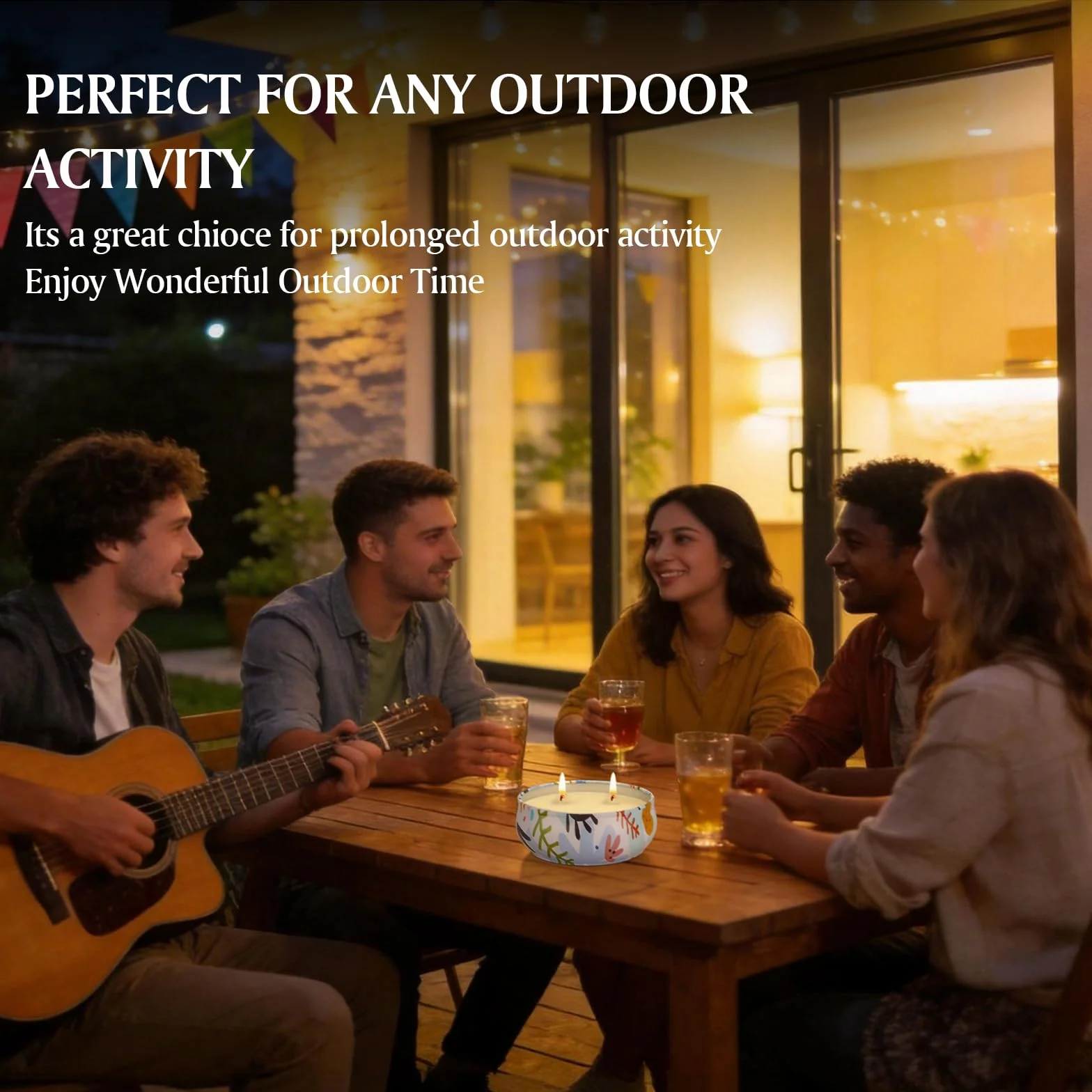 Lot of 4 Candele alla Citronella 170 g (6 oz) con Coperchio | Senza Fumo,Cera di Soia,Lunga Combustione 200 Ore,Doppia Moccia| Atmosfera Estiva Candle Per Giardino, Terrazza, Campeggio