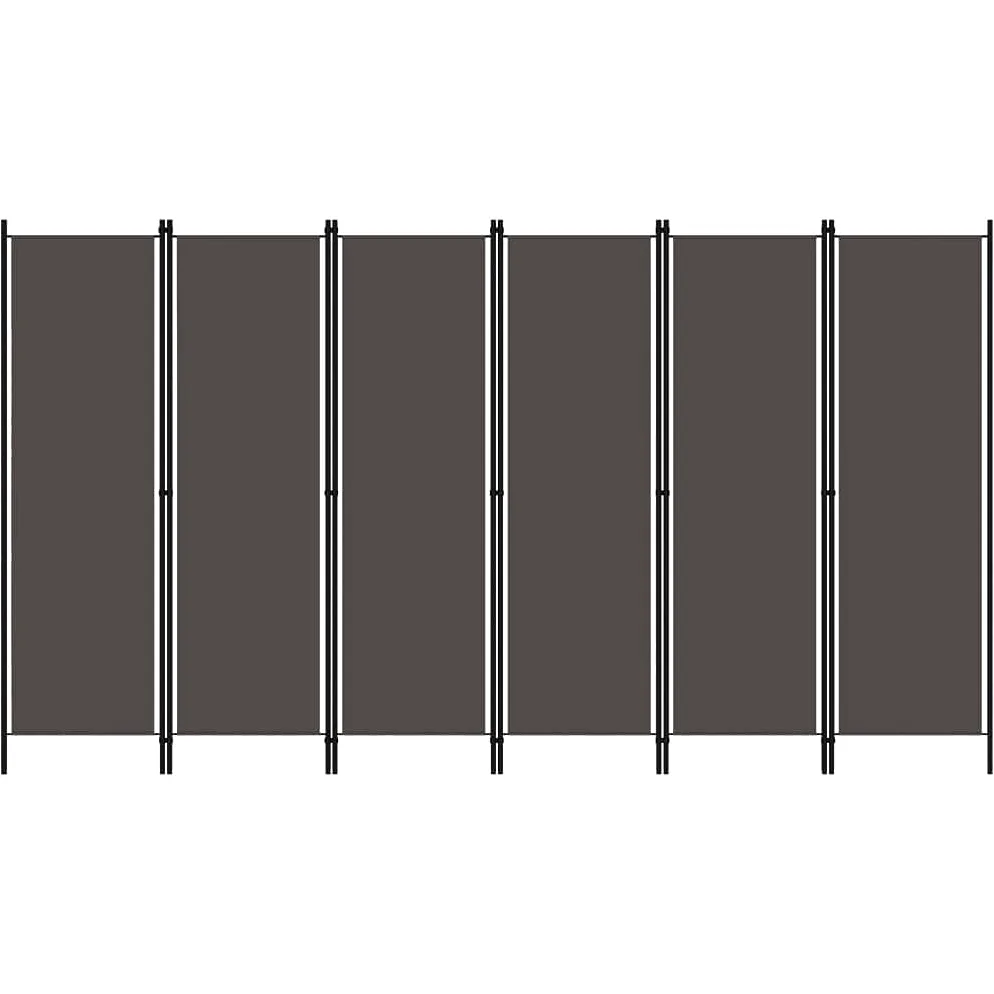 vidaXL Paravento a 6 Pannelli Divisorio Separè Pannello Byobu Pieghevole Schermo Separatore Ambienti Interni Protezione Privacy Antracite 300x180 cm