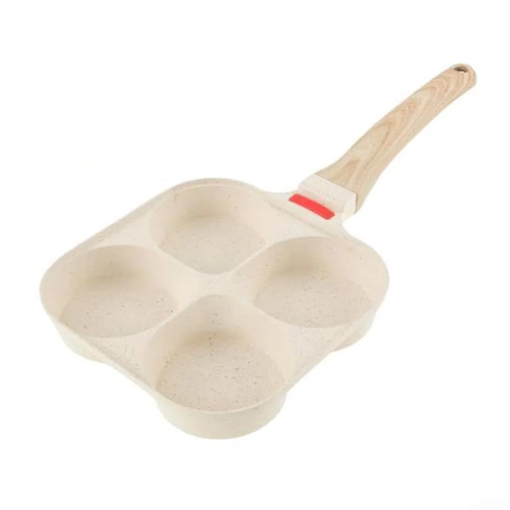 Efficiente 4 tazze per colazioni rapide uova perfettamente cotte e pancake in pochissimo tempo (bianco quattro fori)
