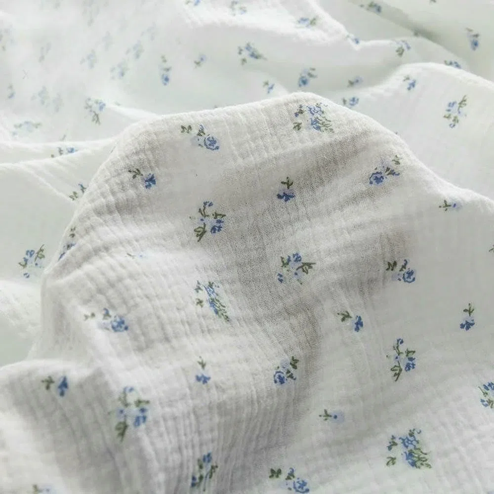 0,5/1/3/5 Metri di Tessuto in Garza di Cotone per Pigiama e Camicia da Notte con Stampa Floreale, in Cotone Crepe Stampato, a Maniche Lunghe, Stile Ins, per Abbigliamento da casa.