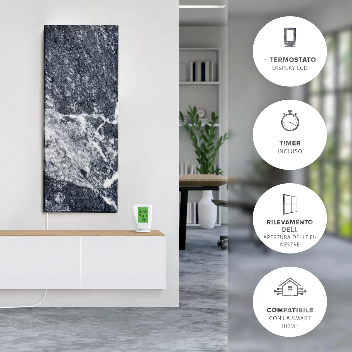 800 W I Shadow Grey 800W I Riscaldatore a infrarossi da parete a risparmio energetico I Garanzia di 5 anni I Qualità tedesca