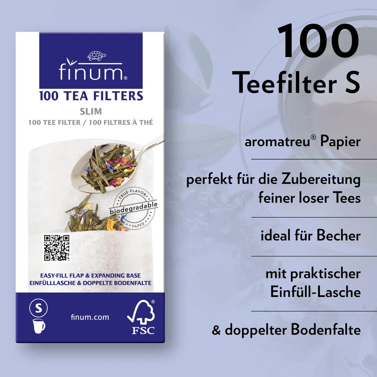 Finum 100 Tea Filtro a Carta, S