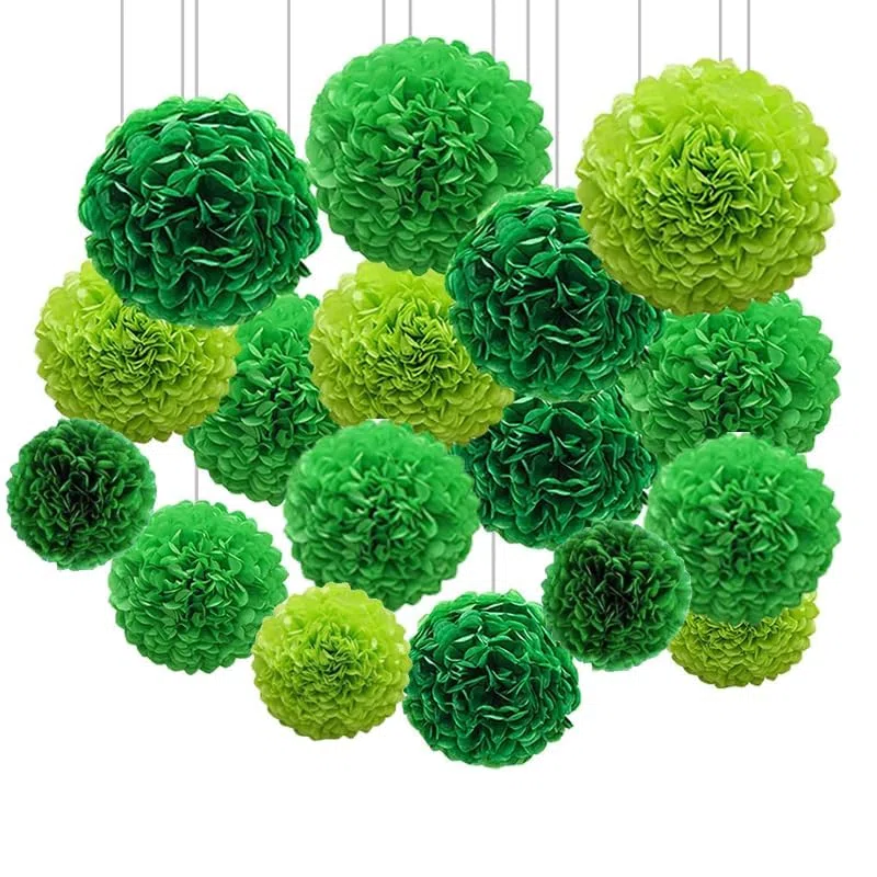 12 Pezzi Pompon di Fiori Verdi Pompon di Carta Velina 3 Misure Pompon Decorativi per Feste Pompons Decorativi Fiori di Carta Decorativi Adatto per Matrimoni Decorazioni per Feste di Compleanno