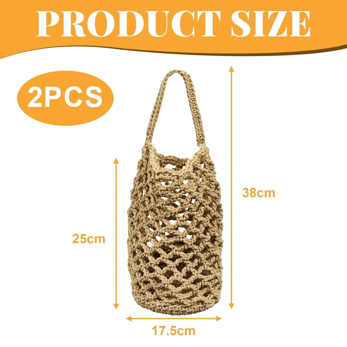 Porta Frutta, Cestino da Appendere Cestini Portaoggetti, 2 Pezzi Intrecciati a Mano Rete Canapa 32x16cm per Uova Frutta Verdura Cucina, Sospensione a Parete o a Soffitto