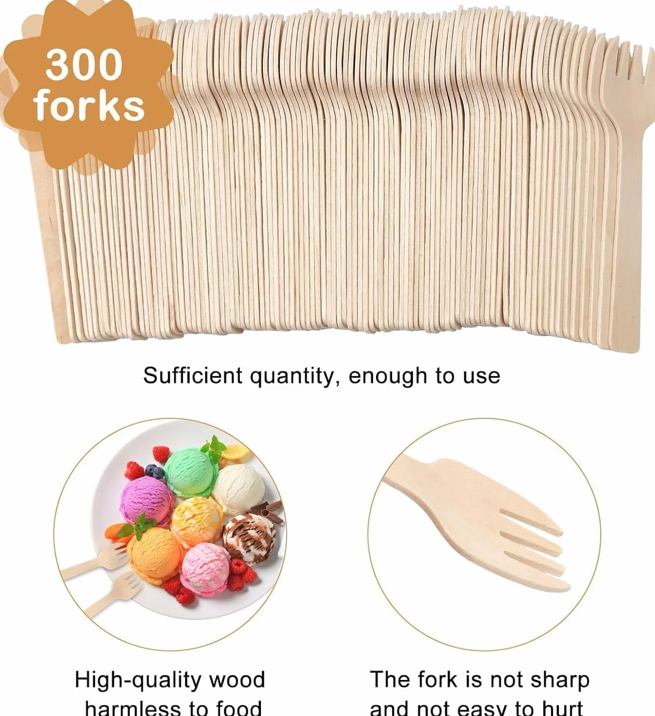 300 Pezzi Forchette di Legno Bambù Mini Forchette 4 Pollici Usa e Getta Piccole Forchettes per Antipasti Sfusi Posate di Bambù Mini Utensili Forchetta da Torta per Carnevale Compleanno