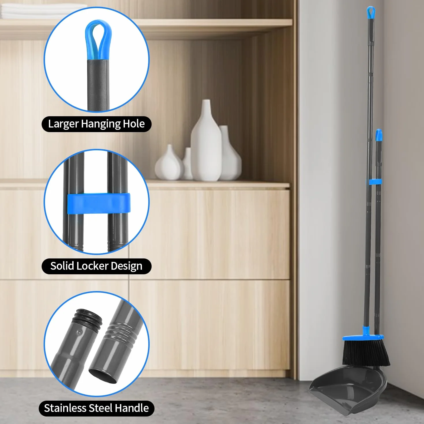 TreeLen Upgrade Your Broom and Dustpan Set - Dustpan and Broom Combo Home, Office, and More
