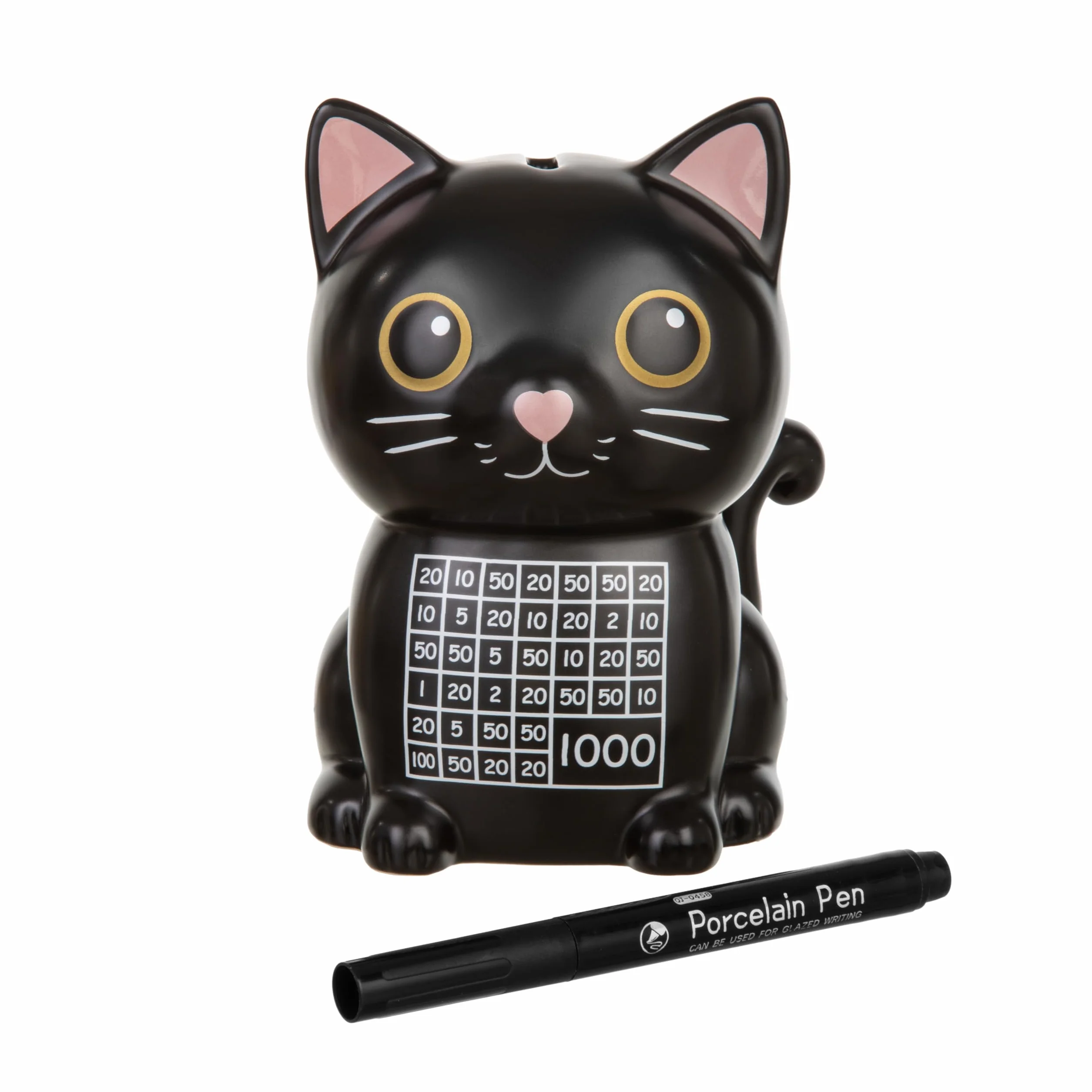 Froster Salvadanaio Conta Soldi - Gatto Nero, Salvadanaio 1000 euro con Contatore, Gatto Gadget in Ceramica, Altezza 15 cm