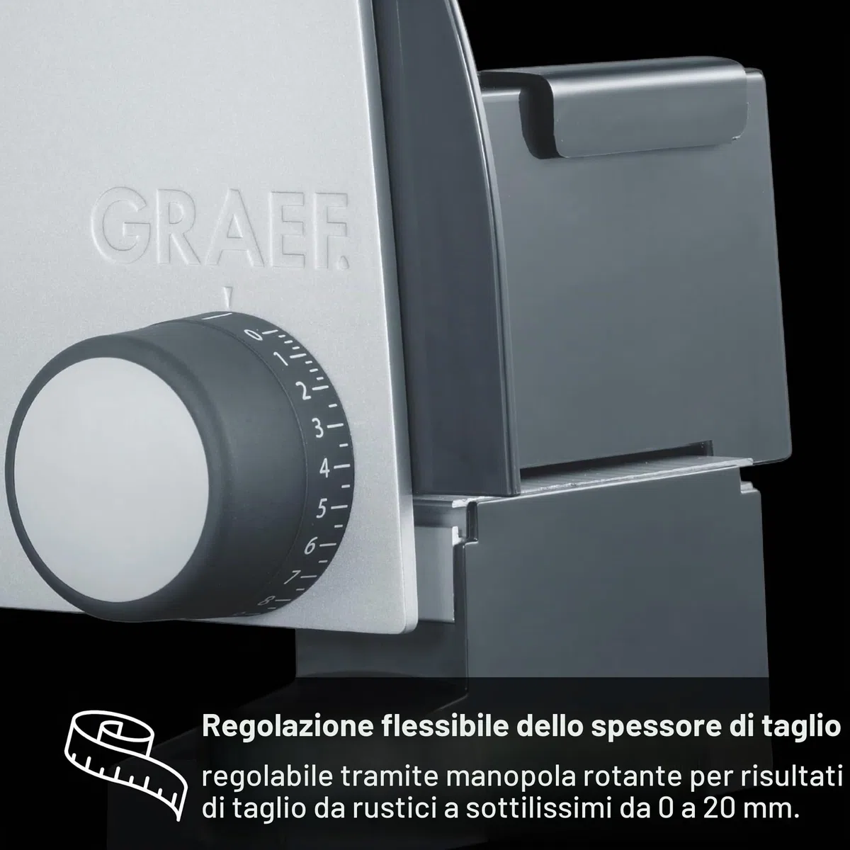 GRAEF G52 Affettatrice elettrica Made in Germany, lama Ø170 mm inox per prosciutto, taglio 0–20 mm, 170W, blocco bimbi, grigio