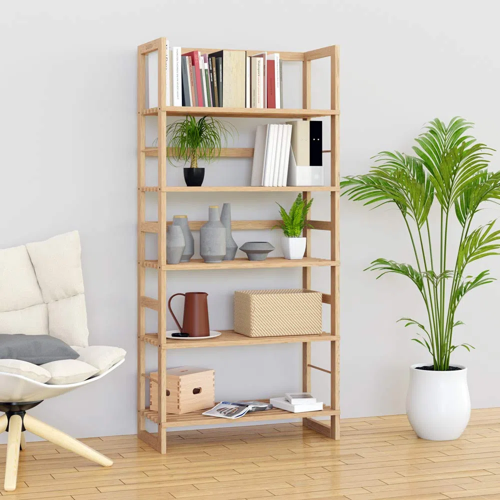Casaria Scaffale da bagno in Legno 5 Ripiani Mobiletto da Cantina 135,5 x 58 x 27 cm Libreria Salvaspazio Portaoggetti