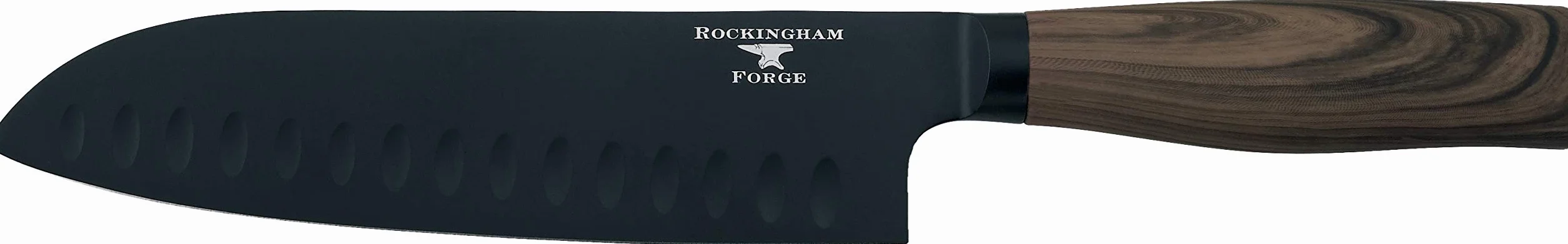 Rockingham Forge Forester Series 7 “ Santoku Knife - Lama in acciaio inossidabile con rivestimento in ossido nero Manico ergonomico in legno Coltello giapponese, RF-6183P