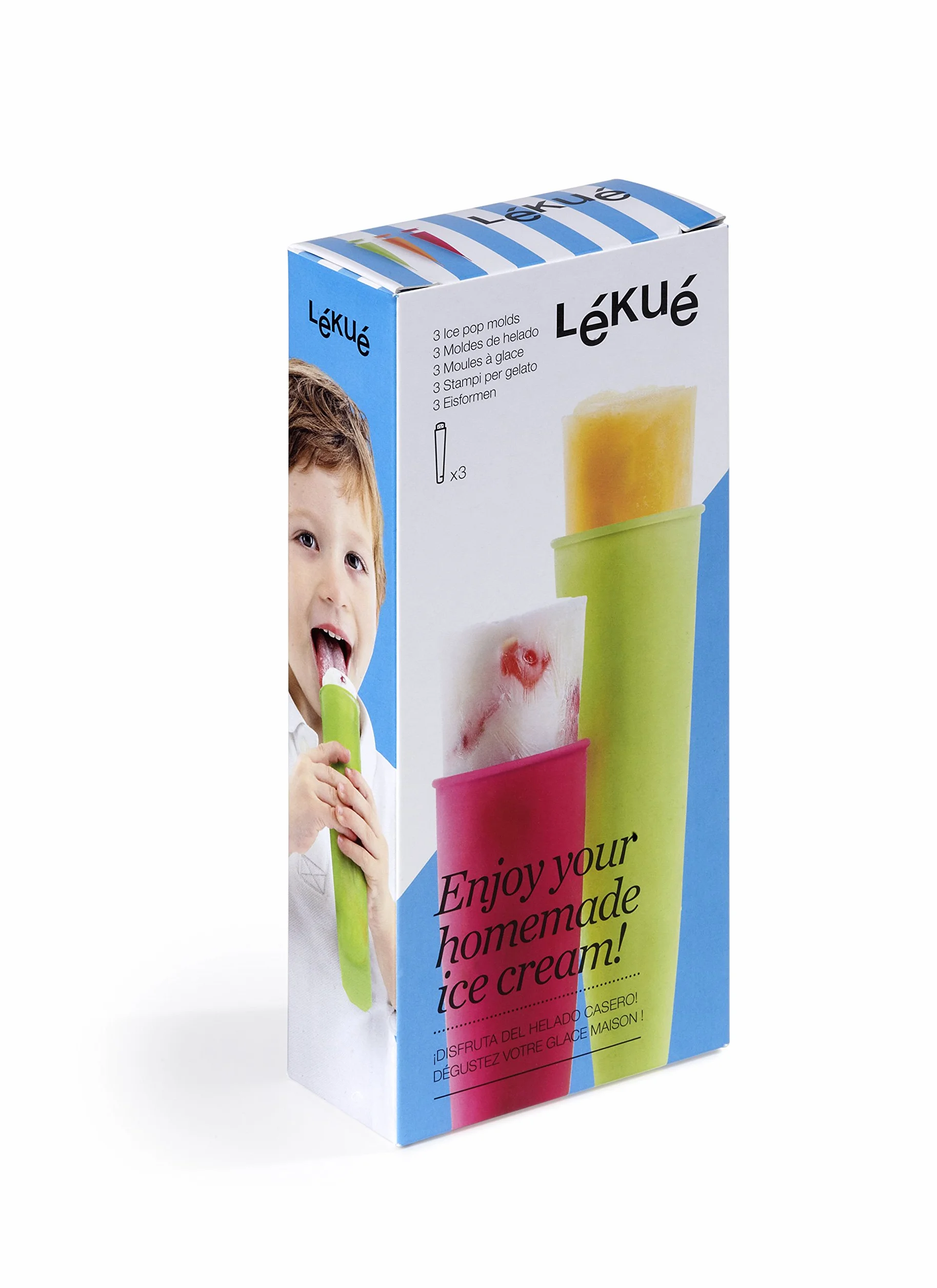 Lékué Pack 3 Un. Stampo per ghiaccio silicone multicolore 4 x 4.8 x 20.2 cm 3 Unità (S)