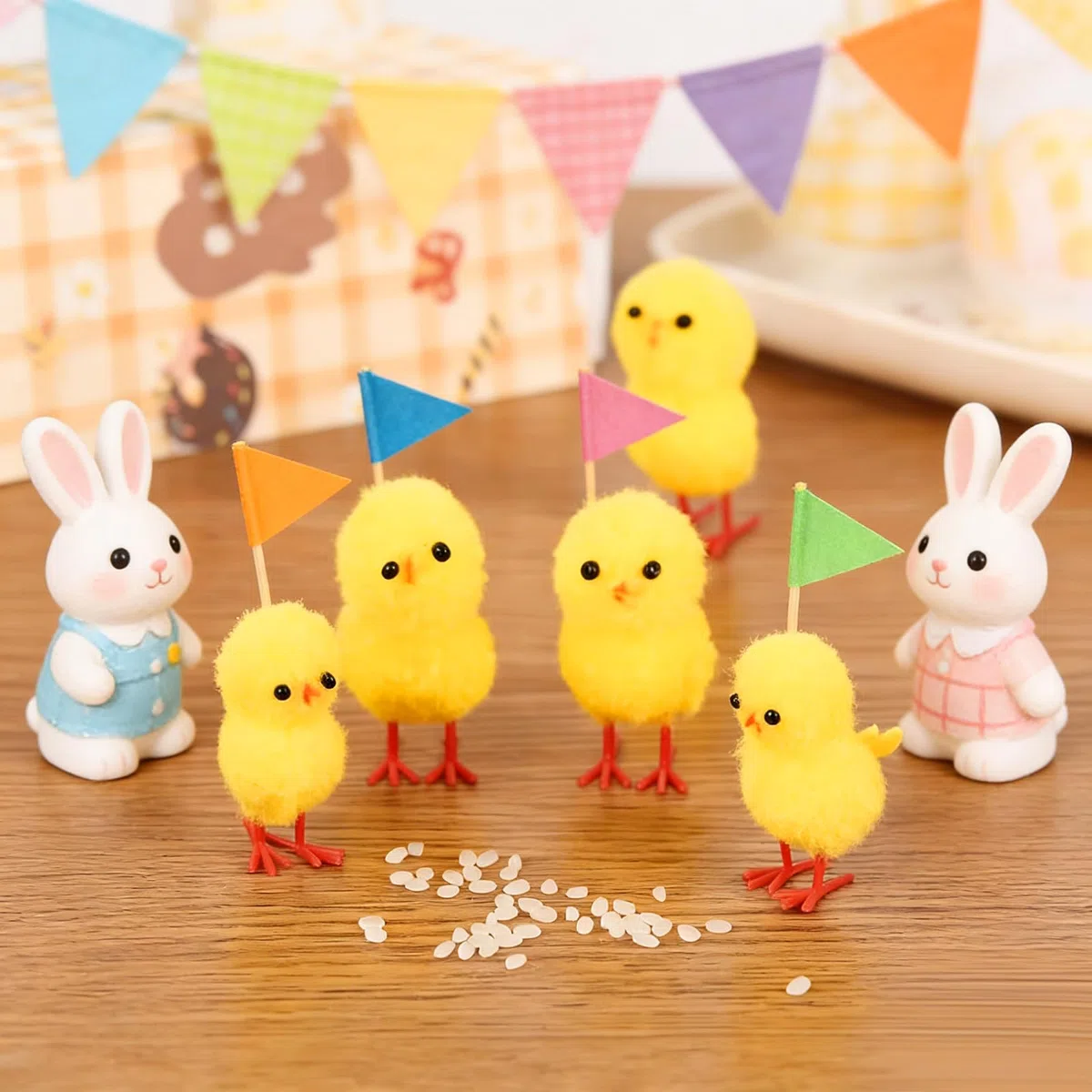 48 Pezzi Pasqua Mini Pulcini, Mini Pulcini Pasquali Soffici, Decorazione Cappello Uova di Pasqua, Fai da Te Arti e Mestieri Festa Decorazione (Giallo)