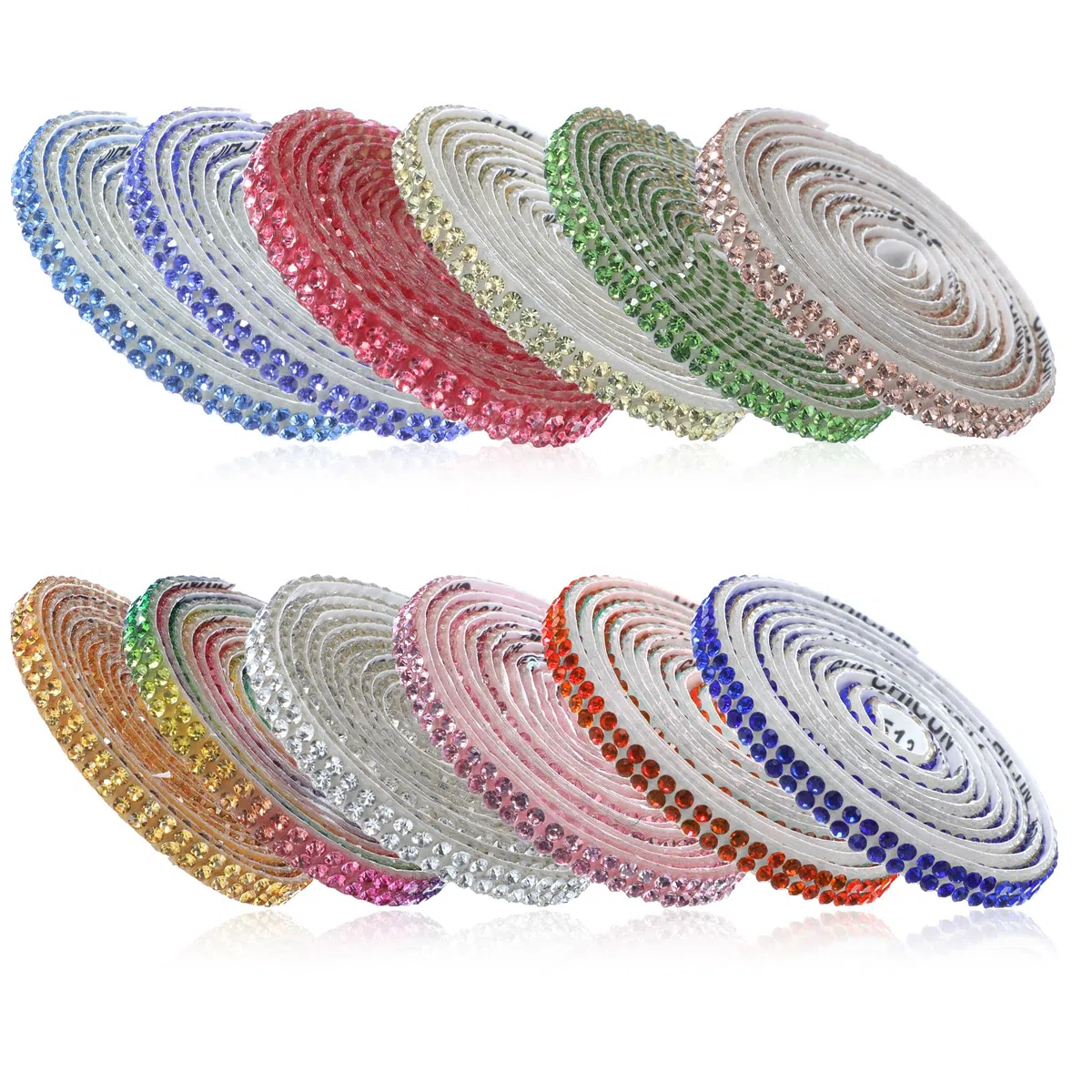 12 rotoli di nastro di strass per lavori fai da te, nastro adesivo glitterato, autoadesivo per regali, decorazioni di abbigliamento, veleno, telefono, matrimonio